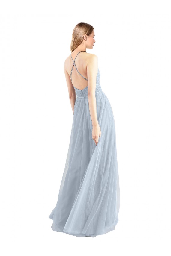 Cheap Halter Neckline Slim A-Line Tulle Bridesmaid Dress Canada