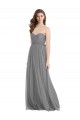 Cheap Shirred Strapless Bodice Long Tulle Bridesmaid Dress with Sweetheart Neckline Canada