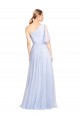 Cheap Flutter Sleeves One Shoulder Long Tulle Bridesmaid Dress Canada