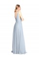 Cheap Plunging Deep V-Neck Long Tulle Bridesmaid Dress with V-Back Canada