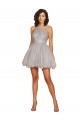 Cheap Halter Neckline Criss Cross Back Short Cocktail Dress with Beaded Lace Bodice Canada