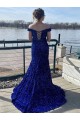 Cheap Off the Shoulder Sleeveless Long Sweep Train Velvet Sequin Prom Dress Canada