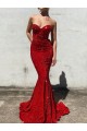 Cheap Mermaid Sweetheart Sleeveless Long Court Train Velvet Sequin Prom Dress Canada