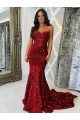 Cheap Sweetheart Sleeveless Long Court Train Velvet Sequin Prom Dress Canada