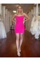 Cheap Spaghetti Straps Open Back Sleeveless Short Velvet Sequin Homecoming Dress / Prom Dress Canada