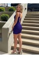 Cheap Short V-Neck Sleeveless Velvet Sequin Homecoming Dress / Prom Dress Canada