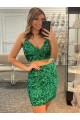 Cheap V-Neck Sleeveless Short Velvet Sequin Prom Cocktail Dress Canada