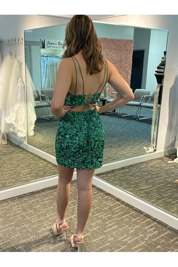Cheap V-Neck Sleeveless Short Velvet Sequin Prom Cocktail Dress Canada