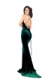 Cheap High Neck Formal Stretch Velvet Bridesmaid Dress / Prom Dress with Black Lace Embroidery Canada
