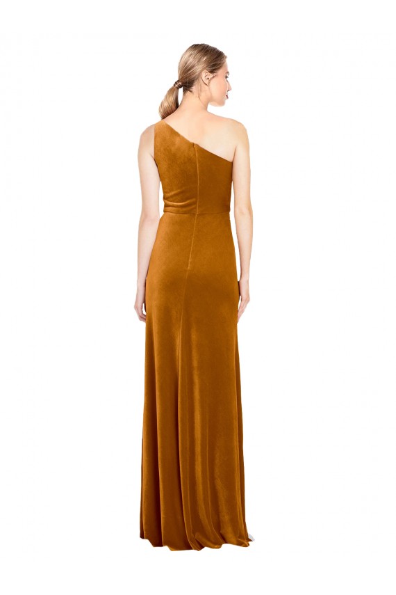 Cheap Sleek One Shoulder Long Formal Velvet Bridesmaid Dress / Prom Dress Canada