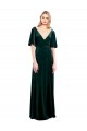 Cheap Deep V-Neck Flutter Sleeves Long Velvet Wrap Bridesmaid Dress / Prom Dress Canada