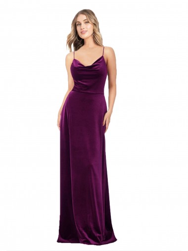 Cheap Draped Neckline Spaghetti Straps Formal Velvet Bridesmaid Dress / Prom Dress Canada