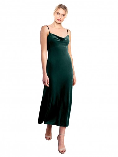 Cheap Midi Cocktail Length Cowl Neck Velvet Slip Bridesmaid Dress / Prom Dress Canada