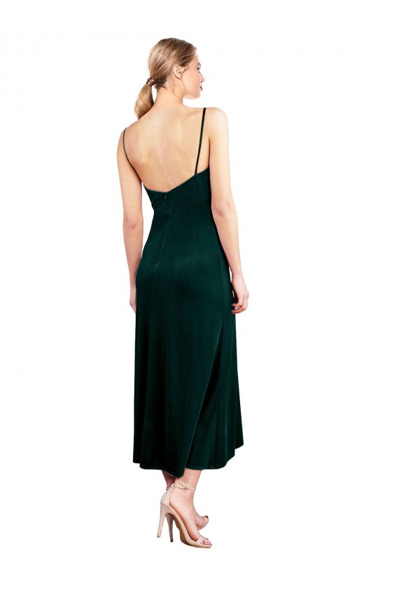 Cheap Midi Cocktail Length Cowl Neck Velvet Slip Bridesmaid Dress / Prom Dress Canada