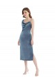 Cheap Midi Length Asymmetrical One Shoulder Velvet Slip Bridesmaid Dress / Prom Dress Canada
