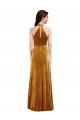 Cheap High-Neck Halter Velvet Maxi Bridesmaid Dress / Prom Dress with Front Slit Canada