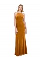 Cheap Halter Neckline Long Full Length Formal Velvet Bridesmaid Dress / Prom Dress with Strappy Back Canada