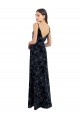 Cheap Floral Velvet Surplice V-Neck Long Bridesmaid Dress with V-Back Canada