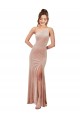 Cheap One Shoulder Formal Stretch Velvet Bridesmaid Dress / Prom Dress with Front Slit Canada