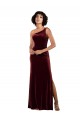 Cheap Formal One Shoulder Floor-Length Velvet Bridesmaid Dress / Prom Dress Canada