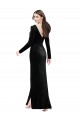 Cheap Long Sleeves Formal Velvet Bridesmaid Dress / Prom Dress with V-Neckline and Thigh Slit Canada