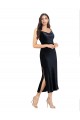 Cheap Midi Cocktail Length Formal Velvet Bridesmaid Dress / Prom Dress with Cowl Neck and Spaghetti Straps Canada