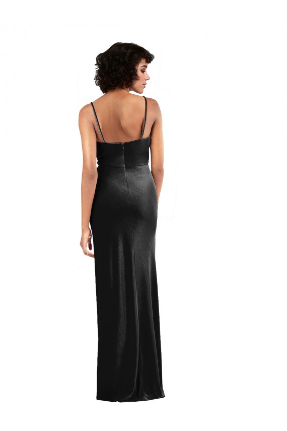 Cheap Modern Floor-Length Formal Velvet Bridesmaid Dress / Prom Dress with Cowl Neck and Spaghetti Straps Canada