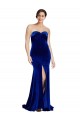 Cheap Strapless Ruched Formal Velvet Bridesmaid Dress / Prom Dress with Sweep Train and Front Slit Canada