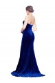Cheap Strapless Ruched Formal Velvet Bridesmaid Dress / Prom Dress with Sweep Train and Front Slit Canada
